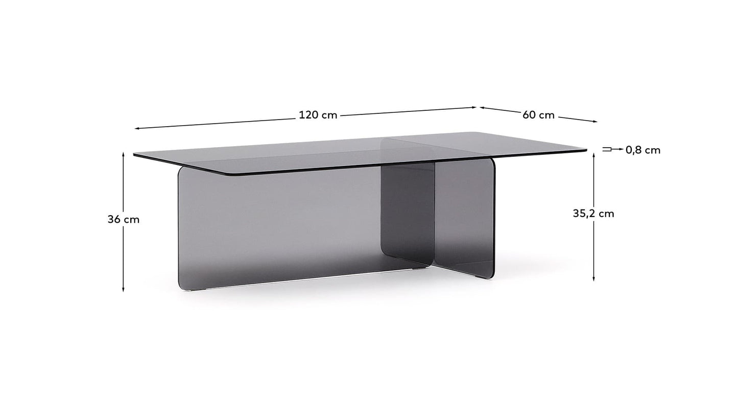 Tavolino salotto Zaren di vetro temperato grigio 120 x 60 cm