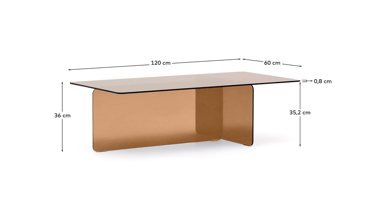 Tavolino salotto Zaren di vetro temperato marrone 120 x 60 cm