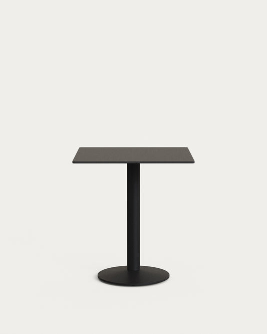 Tavolo da esterno Esilda nero con gamba di metallo rifinita in nero 70x70x70 cm