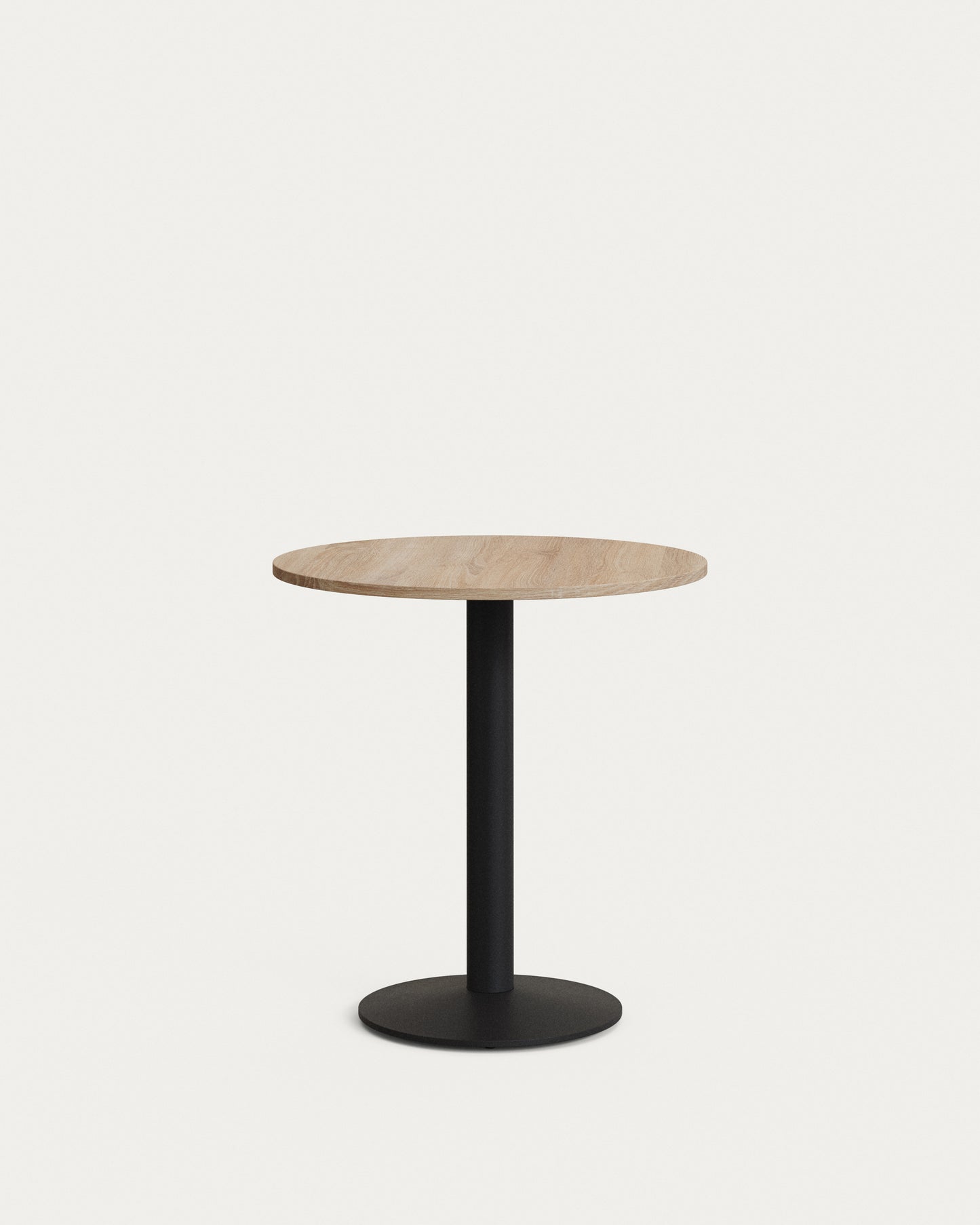 Tavolo rotondo da bar Esilda piano in melammina naturale con gamba di metallo rifinita in nero Ø 70 cm