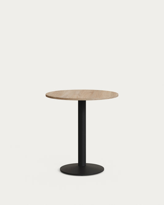 Tavolo rotondo da bar Esilda piano in melammina naturale con gamba di metallo rifinita in nero Ø 70 cm