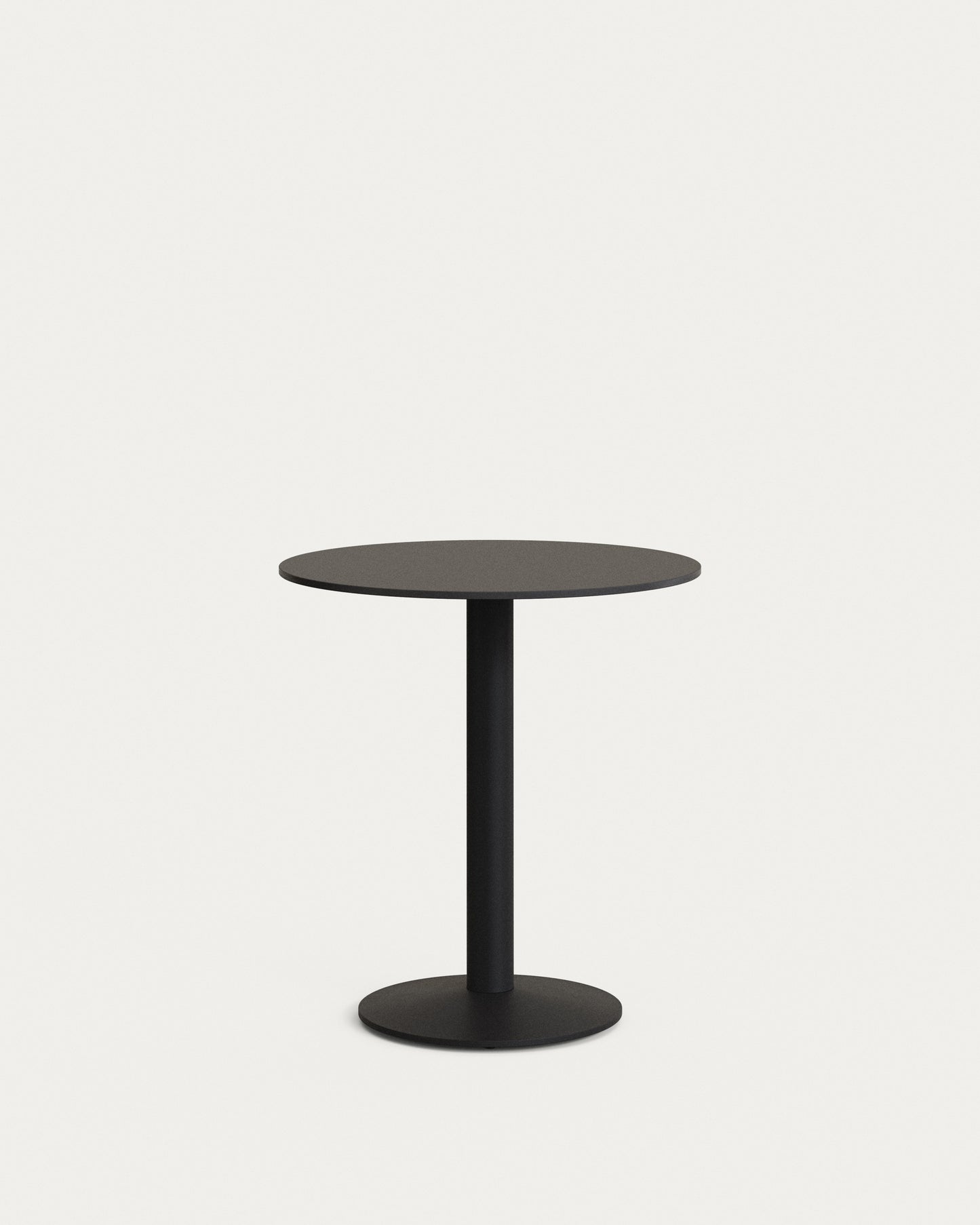 Tavolo rotondo Isilda con piano nero con gamba di metallo rifinita in nero Ø 70 x 70 cm