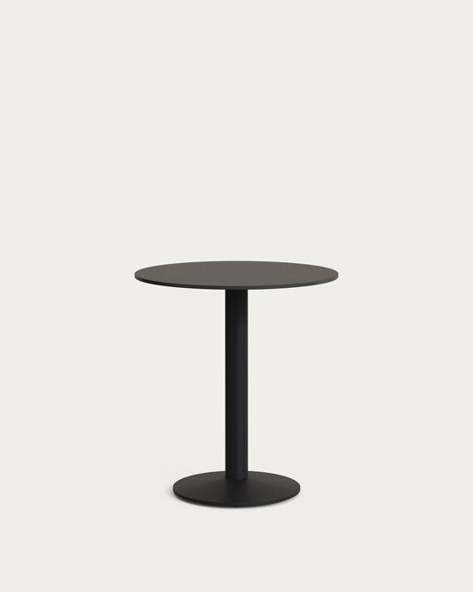 Tavolo rotondo Isilda con piano nero con gamba di metallo rifinita in nero Ø 70 x 70 cm