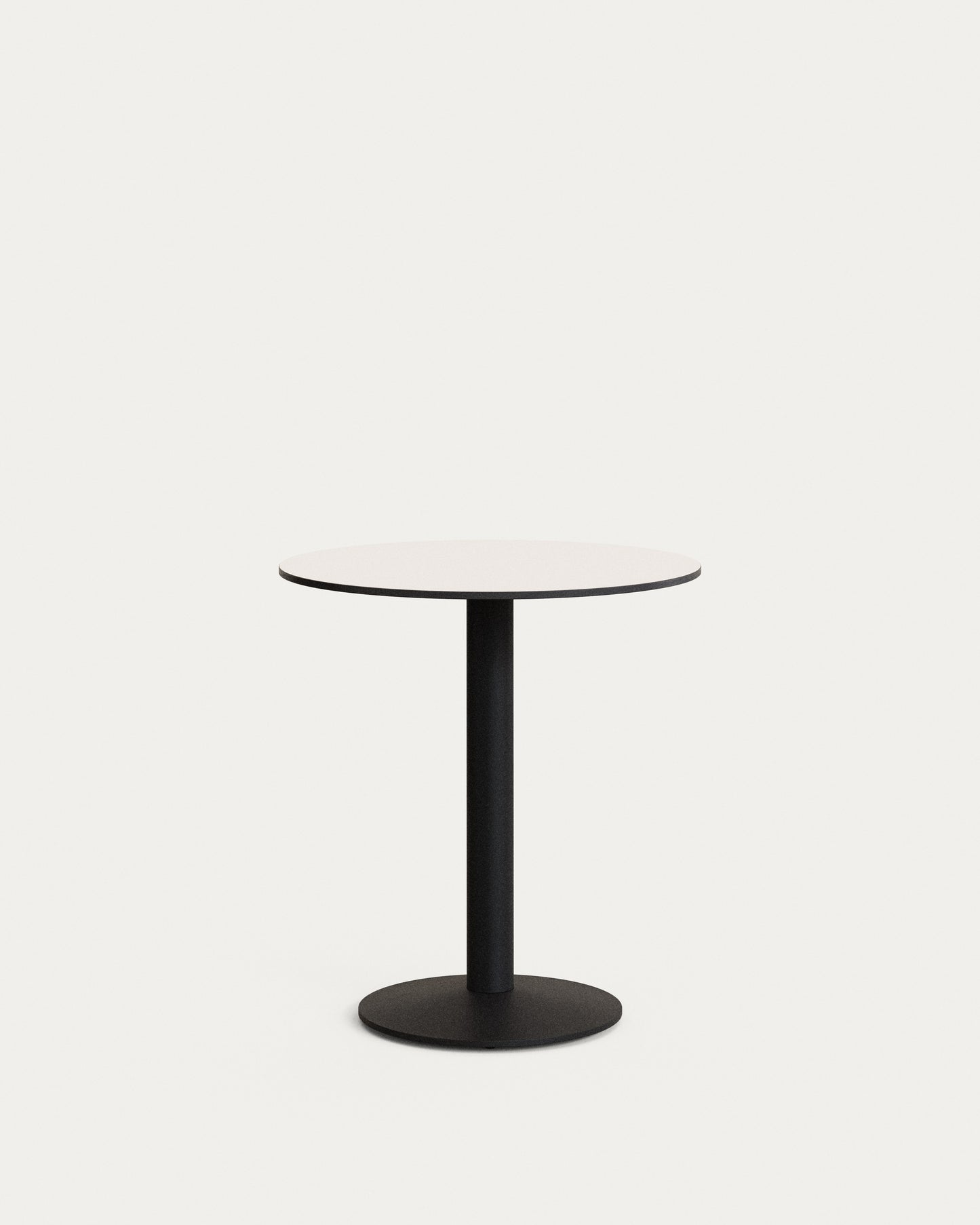 Tavolo rotondo Isilda con piano bianco con gamba di metallo rifinita in nero Ø 70 x 70 cm