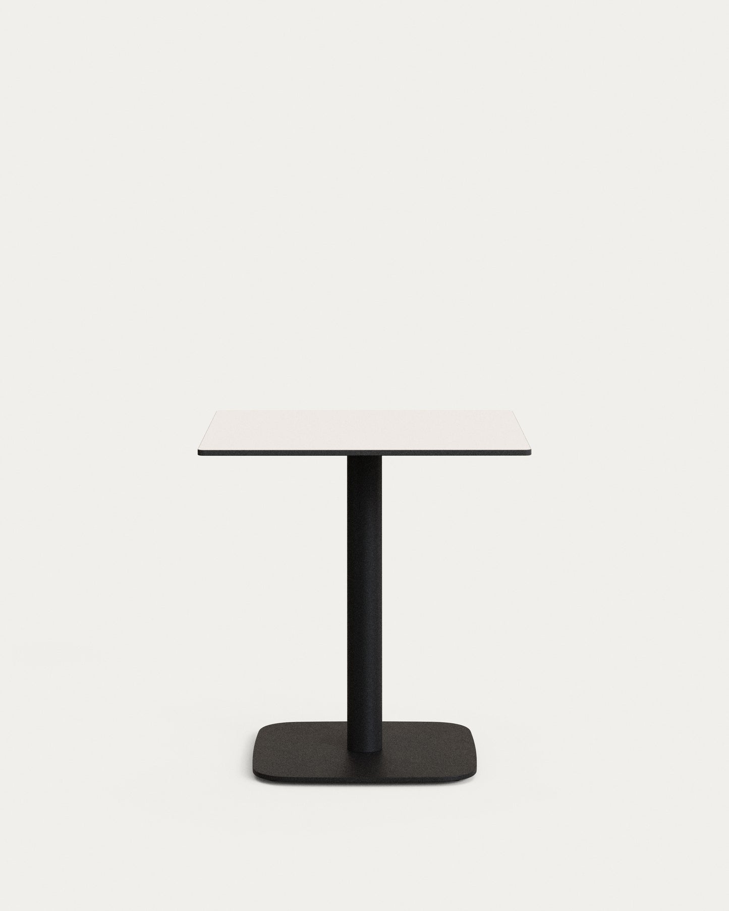 Tavolo per esterno Dina bianco con gamba in metallo rifinita in nero 68 x 68 x 70 cm