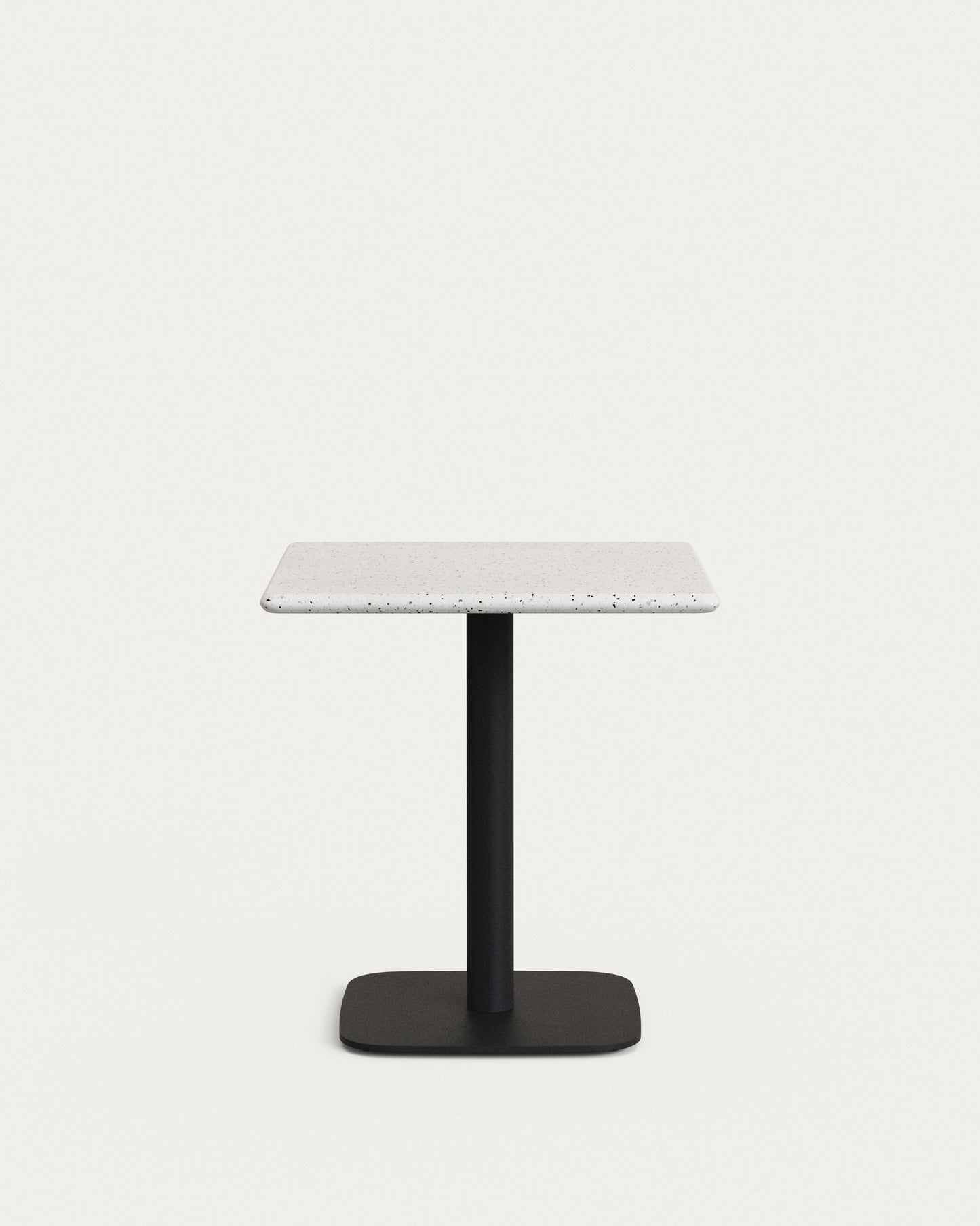 Tavolo da bar Saura in metallo verniciato nero con piano in terrazzo bianco 70 x 70 x 70 cm