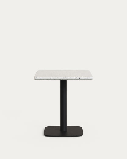 Tavolo da bar Saura in metallo verniciato nero con piano in terrazzo bianco 70 x 70 x 70 cm