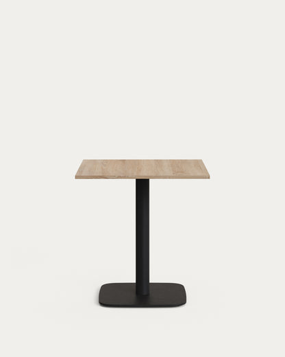 Tavolo Dina melammina rifinito naturale con gamba di metallo rifinita in nero 70 x 70 x 70 cm