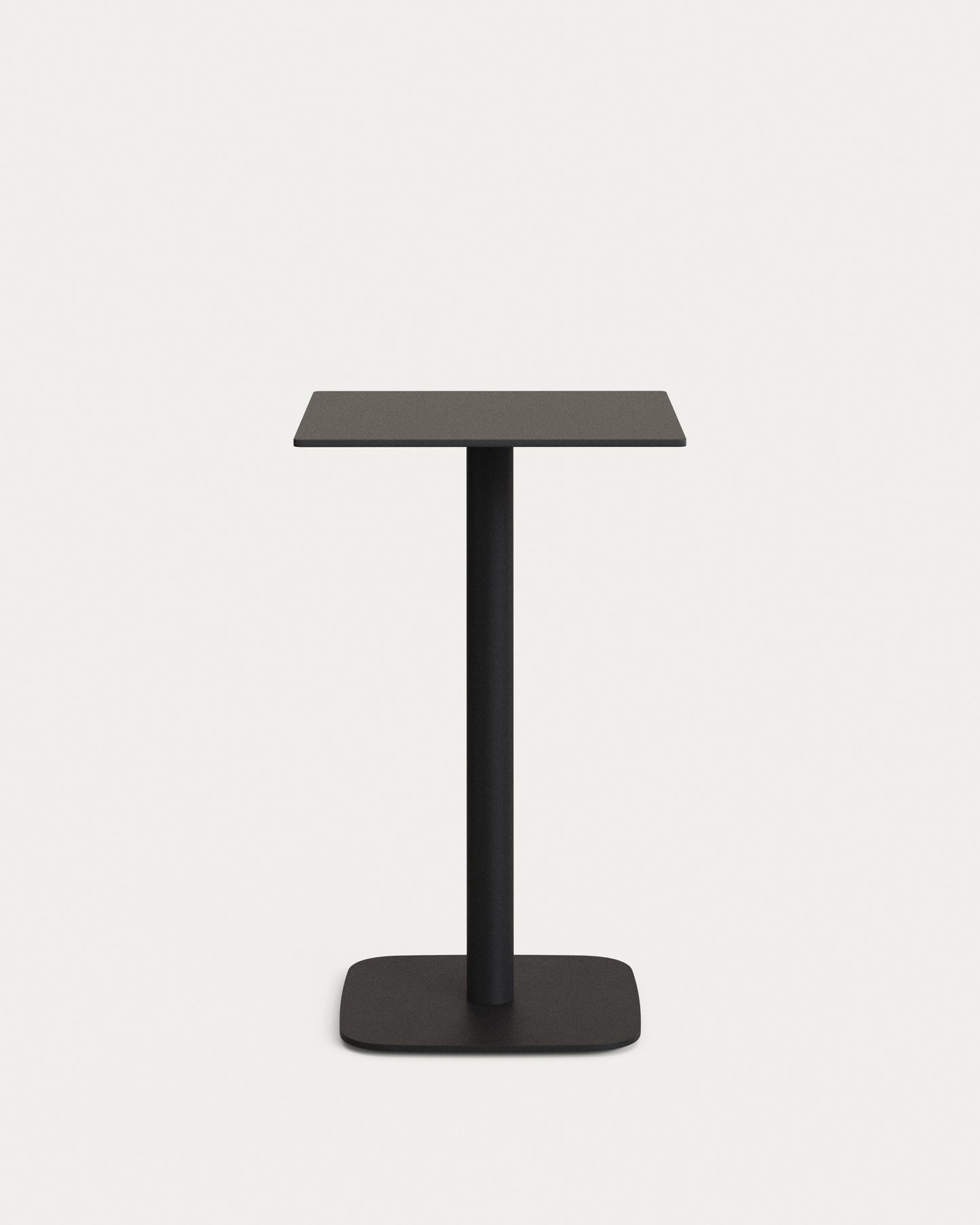 Tavolo alto per esterno Dina nero con gamba di metallo rifinita in nero 60x60x96 cm