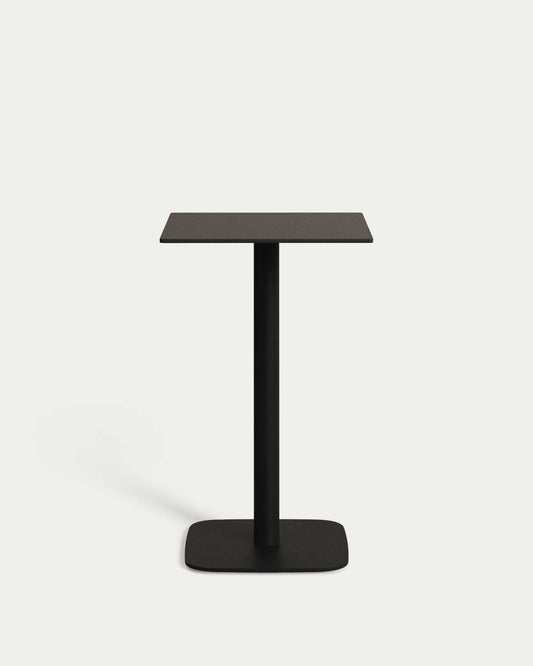 Tavolo alto per esterno Dina nero con gamba di metallo rifinita in nero 60x60x96 cm