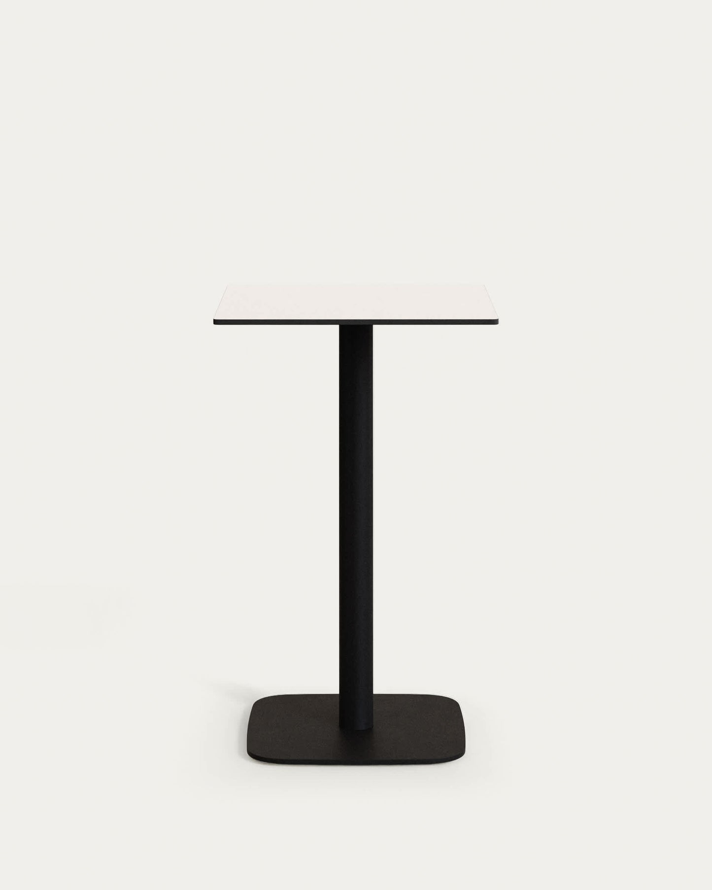Tavolo alto per esterno Dina bianco con gamba di metallo rifinita in nero 60x60x96 cm