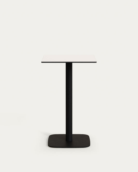 Tavolo alto per esterno Dina bianco con gamba di metallo rifinita in nero 60x60x96 cm
