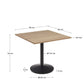 Tavolo da bar Esilda piano in melammina naturale con gamba di metallo rifinita in nero 90 x 90 cm