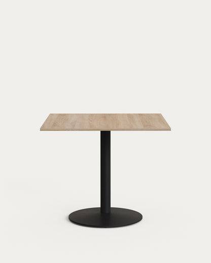Tavolo da bar Esilda piano in melammina naturale con gamba di metallo rifinita in nero 90 x 90 cm