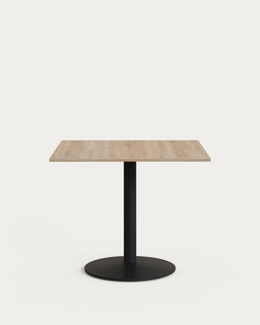 Tavolo da bar Esilda piano in melammina naturale con gamba di metallo rifinita in nero 90 x 90 cm