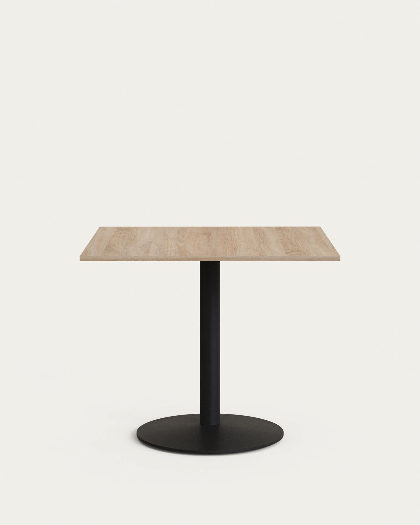 Tavolo da bar Esilda piano in melammina naturale con gamba di metallo rifinita in nero 90 x 90 cm