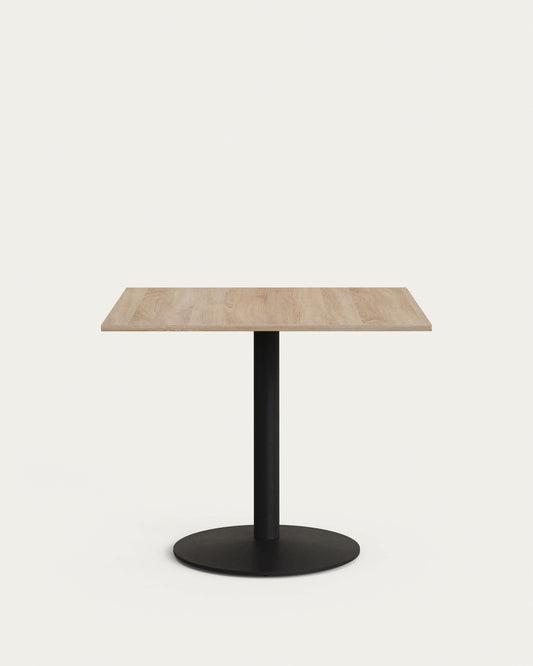 Tavolo da bar Esilda piano in melammina naturale con gamba di metallo rifinita in nero 90 x 90 cm