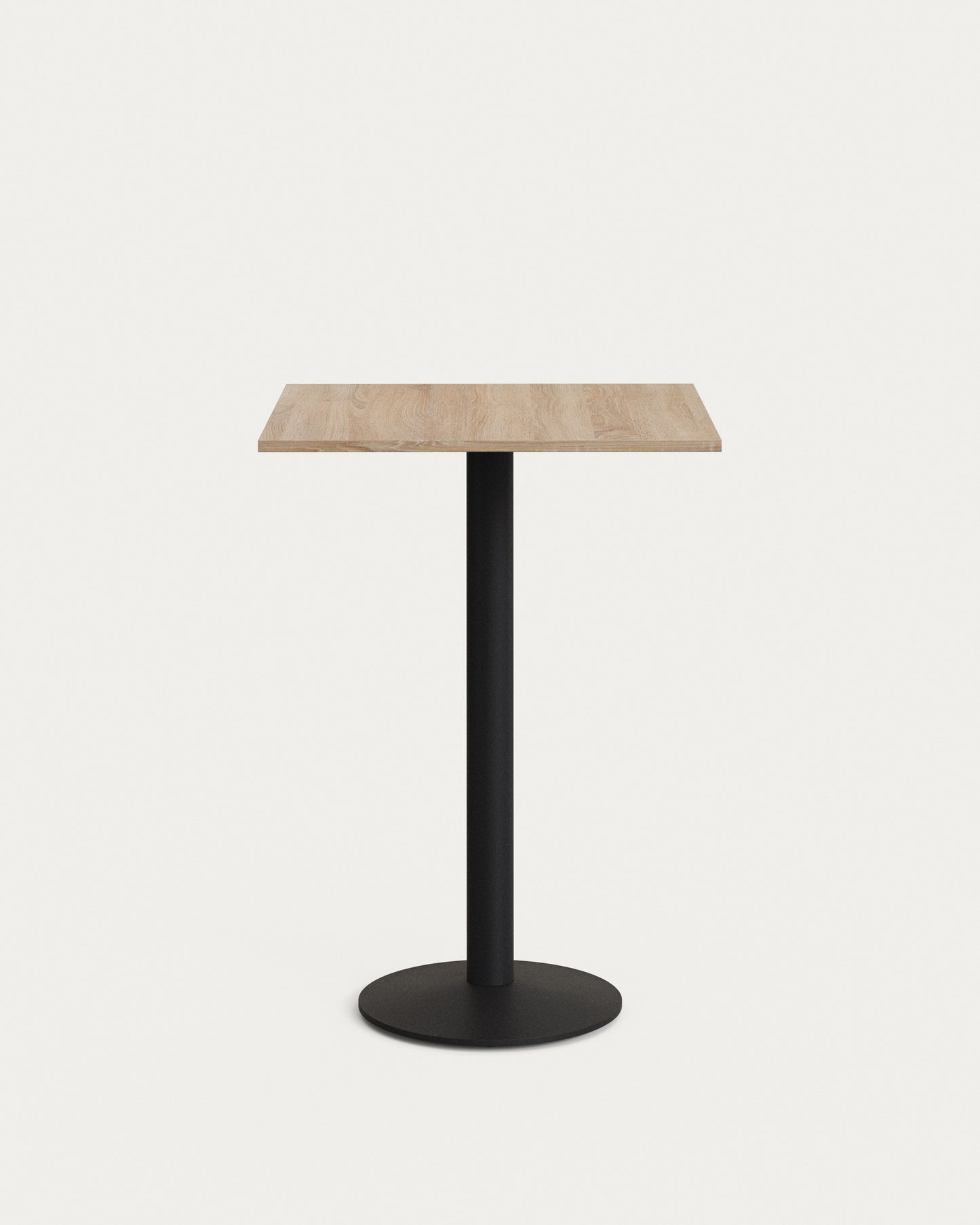 Tavolo alto da bar Esilda piano in melammina naturale con gamba di metallo rifinita in nero 60 x 60 cm