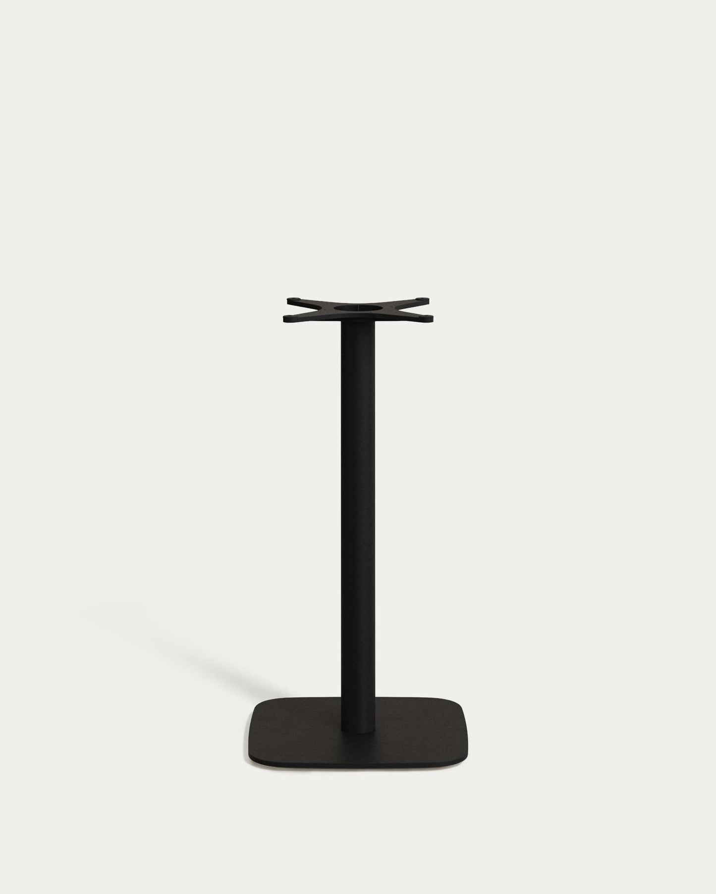 Tavolo bar alto Saura metallo nero e piano acacia finitura naturale 96x70x70 cm