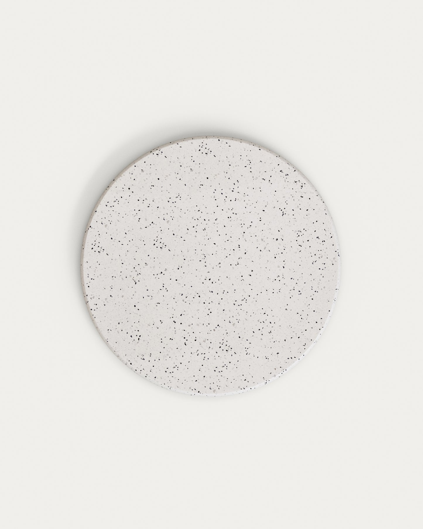 Tavolo alto da bar rotondo Saura in metallo verniciato nero con piano in terrazzo bianco 9
