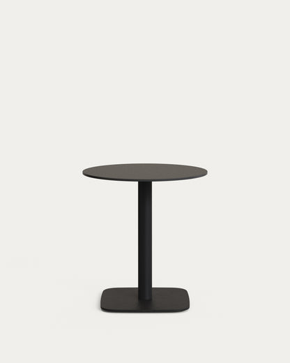 Tavolo rotonda per esterno Dina nera con gamba in metallo rifinita in nero Ø 68x70 cm