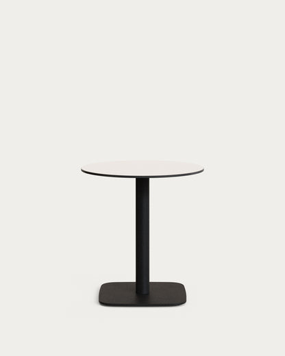 Tavolo rotondo per esterno Dina bianco con gamba in metallo rifinita in nero Ø 68x70 cm