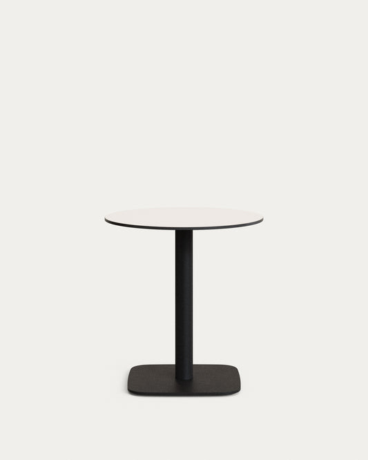 Tavolo rotondo per esterno Dina bianco con gamba in metallo rifinita in nero Ø 68x70 cm