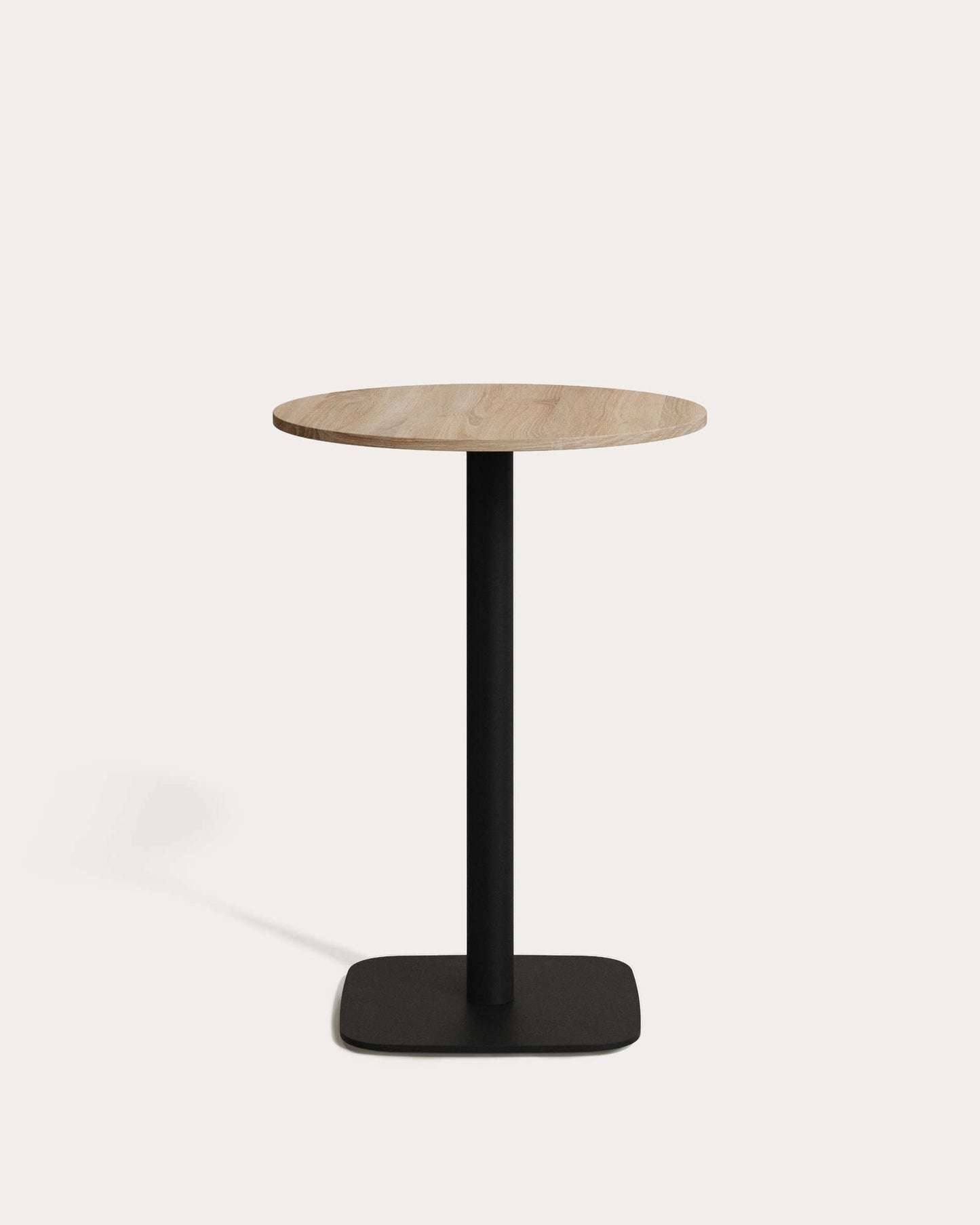 Tavolo rotondo alto Dina melammina rifinito naturale con gamba di metallo rifinita in nero Ø 60x96 cm