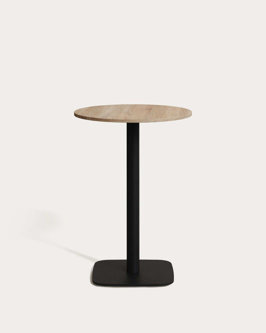 Tavolo rotondo alto Dina melammina rifinito naturale con gamba di metallo rifinita in nero Ø 60x96 cm