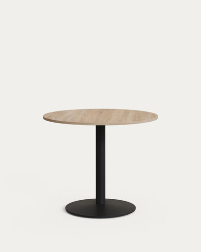 Tavolo rotondo da bar Esilda piano in melammina naturale con gamba di metallo rifinita in nero Ø 90 cm