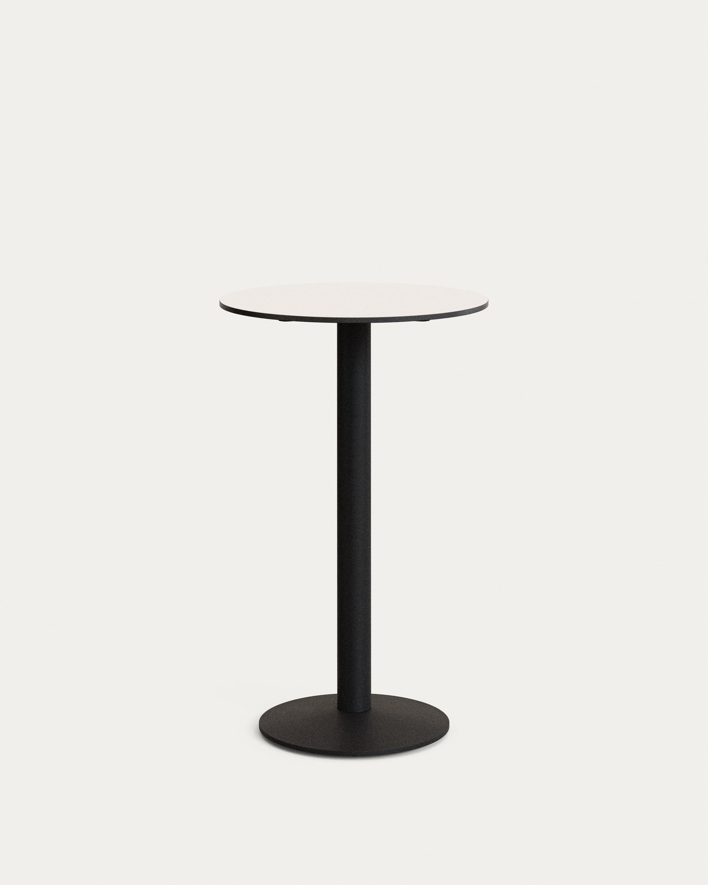 Tavolo alto rotondo da bar Esilda piano in bianco con gamba di metallo rifinita in nero Ø 60 cm