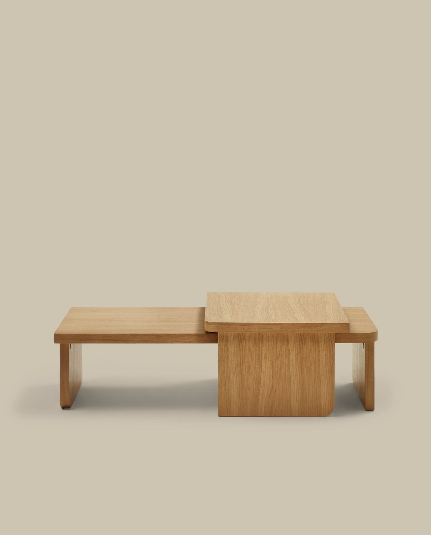 Set Oaq di 2 tavolini impiallacciato rovere finitura naturale