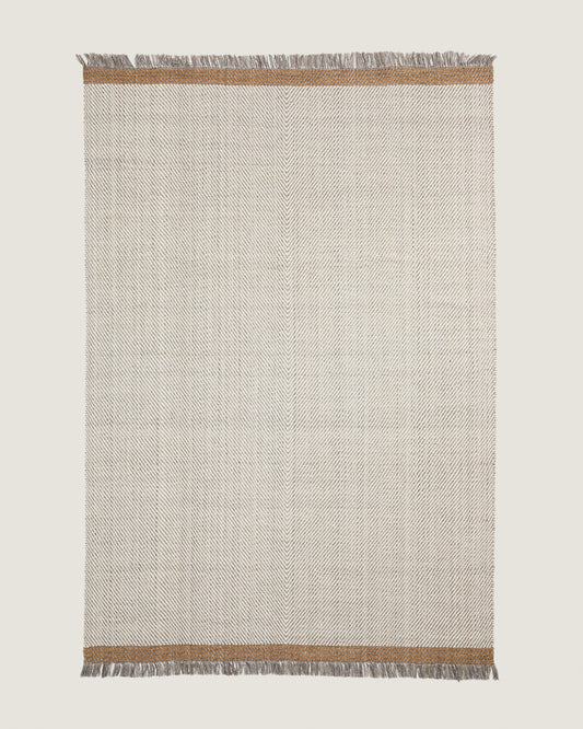 Tappeto Brina in lana jacquard a spina di pesce beige 300 x 200 cm