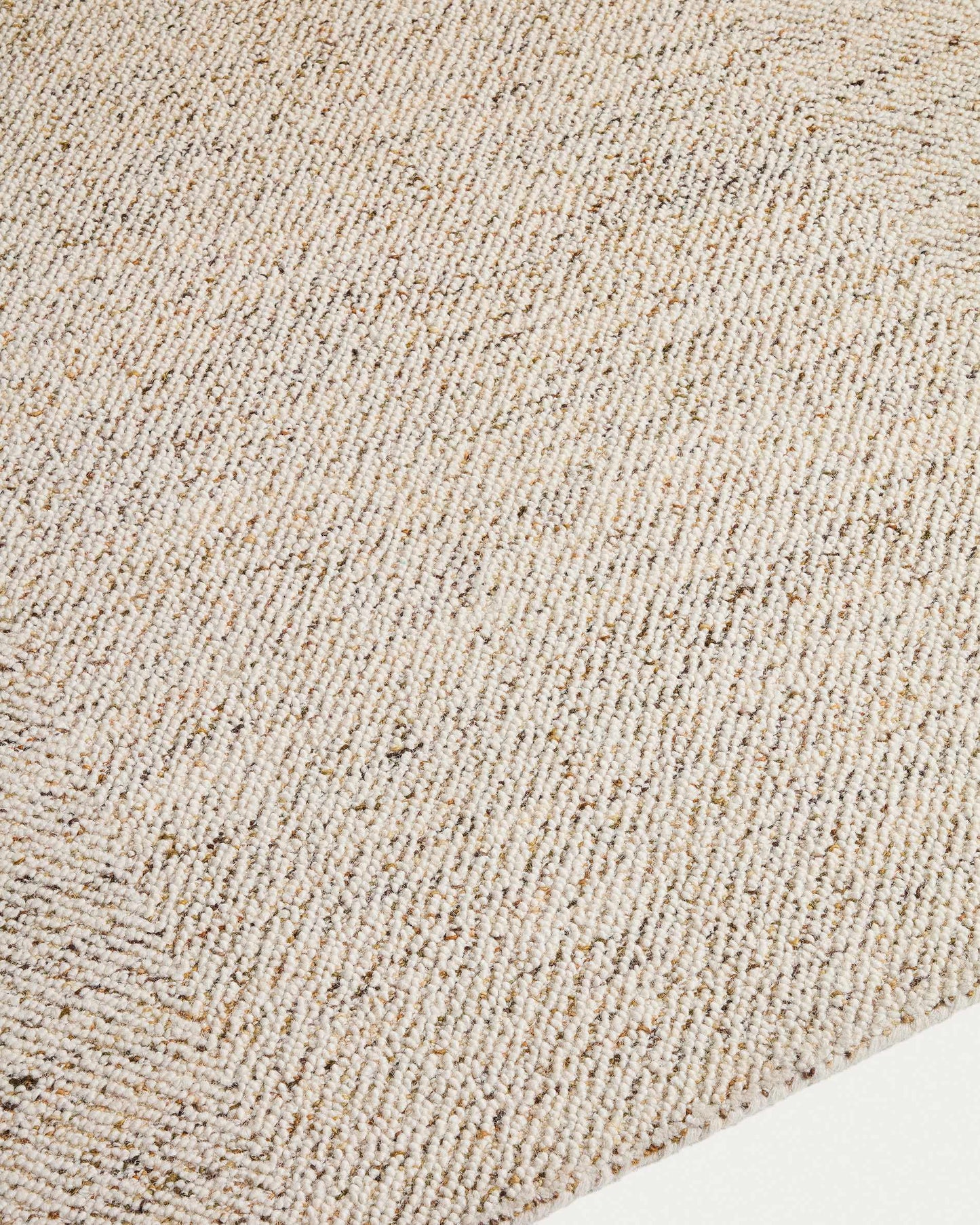Tappeto Lenuo in lana e cotone jacquard écru 200 x 300 cm