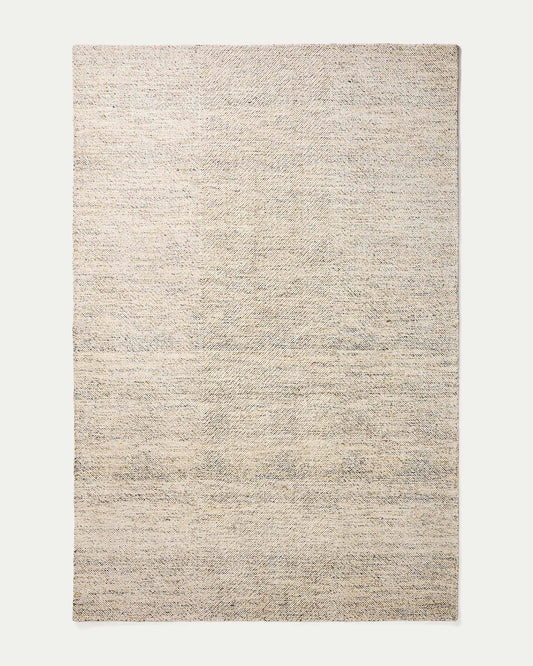 Tappeto Lenuo in lana e cotone jacquard écru 200 x 300 cm