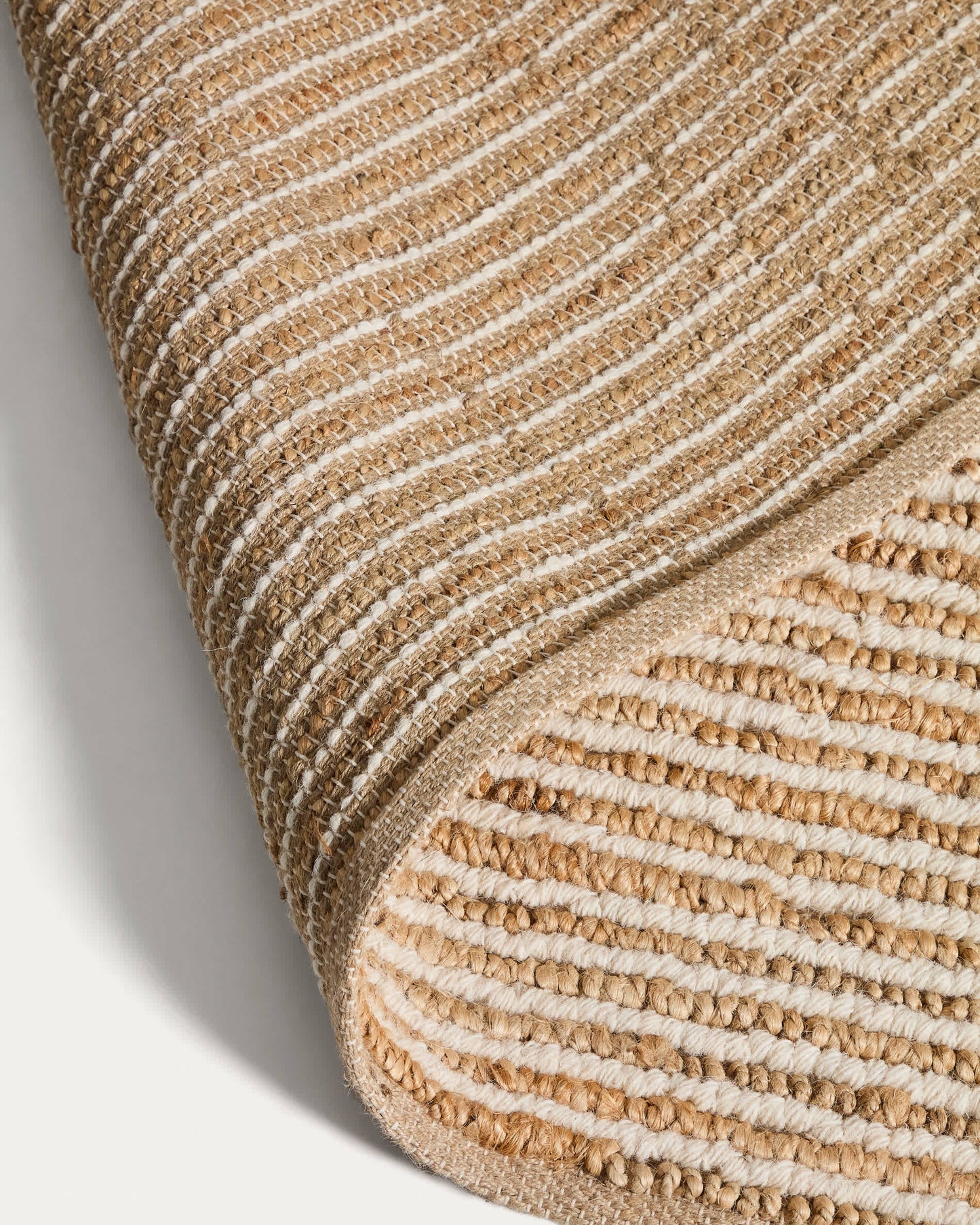 Tappeto Derule in iuta e lana beige 230 x 160 cm