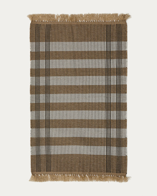 Tappeto Barani in fibre sintetiche marrone e beige 60 x 90 cm
