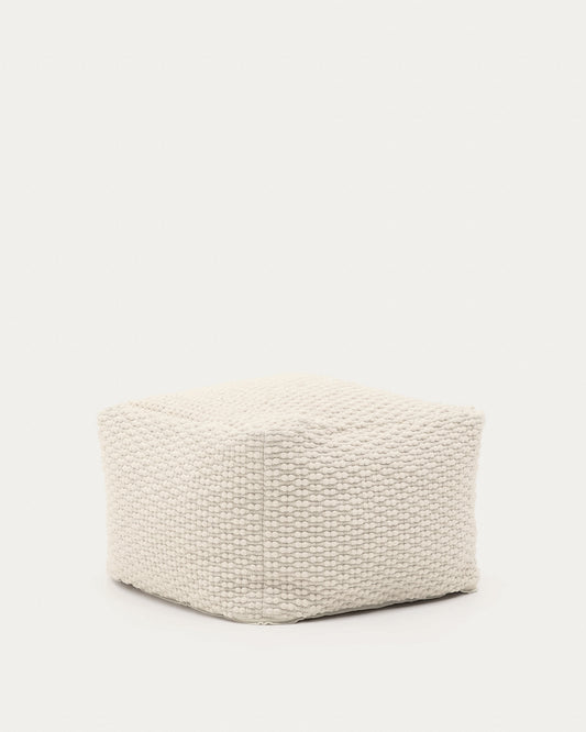 Pouf Mascarell in cotone e poliestere bianco 60 x 60 cm