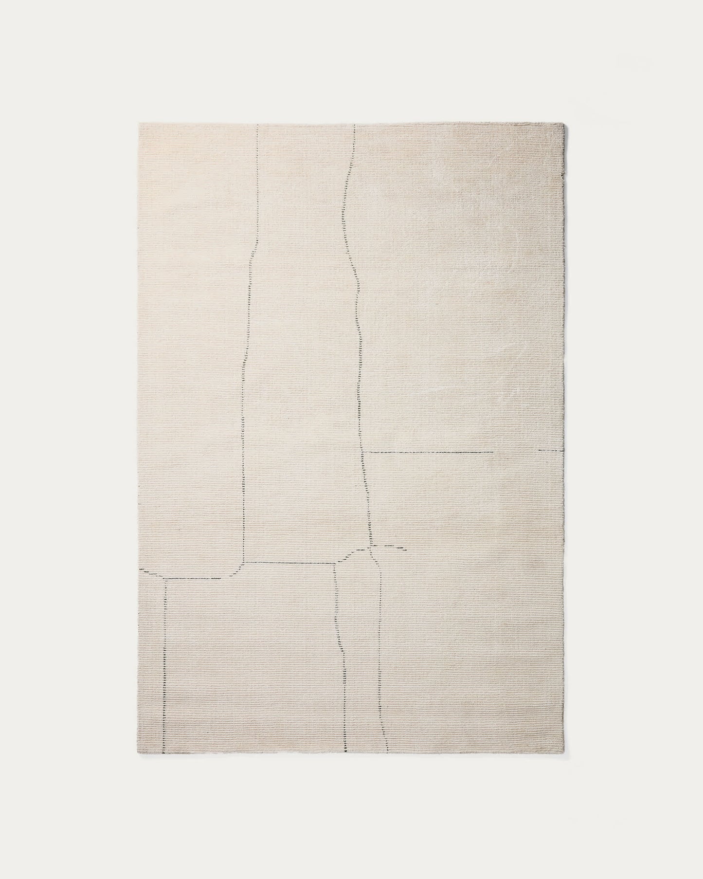 Tappeto Lisdan in fibre sintetiche écru con dettaglio grafico verde 160 x 230 cm