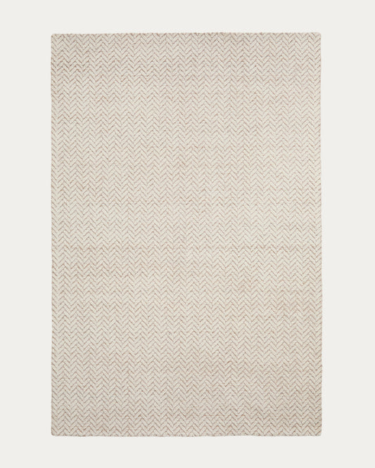 Tappeto Calira in lana jacquard intrecciata beige 300 x 200 cm