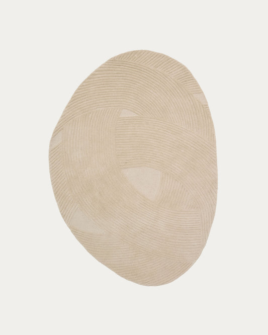 Tappeto Domm di lana beige 160 x 230 cm