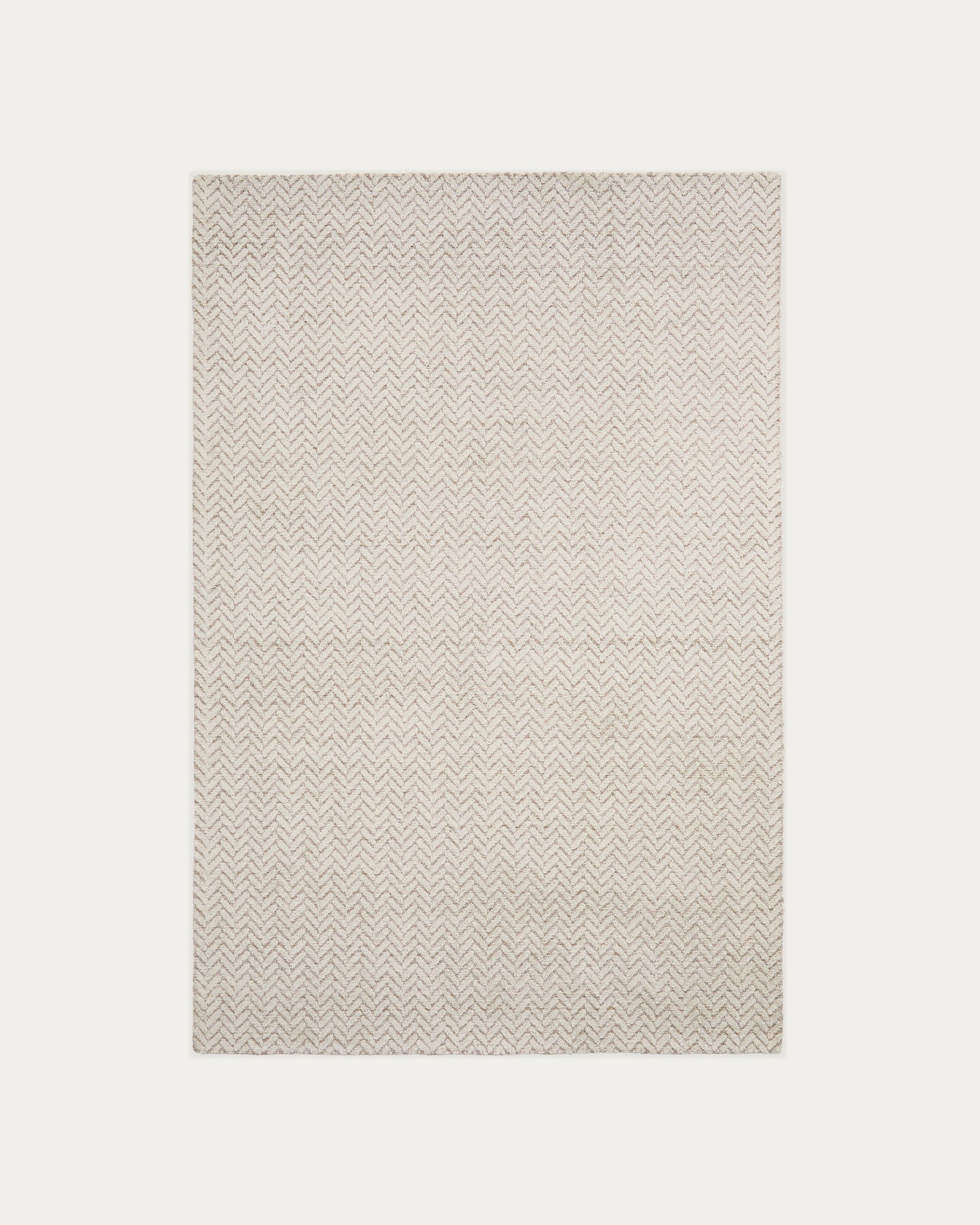 Tappeto Calira in lana jacquard intrecciata beige 230 x 160 cm