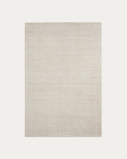 Tappeto Calira in lana jacquard intrecciata beige 230 x 160 cm