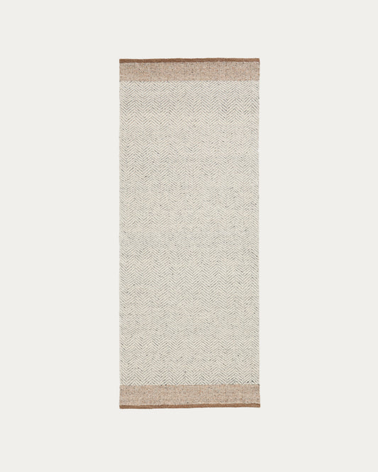 Passatoia Nifelia jacquard in lana beige 160 x 230 cm