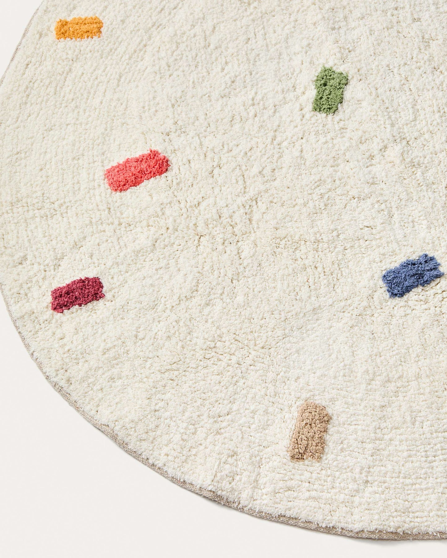Tappeto rotondo Epifania 100% cotone bianco con pois multicolore Ø 100 cm