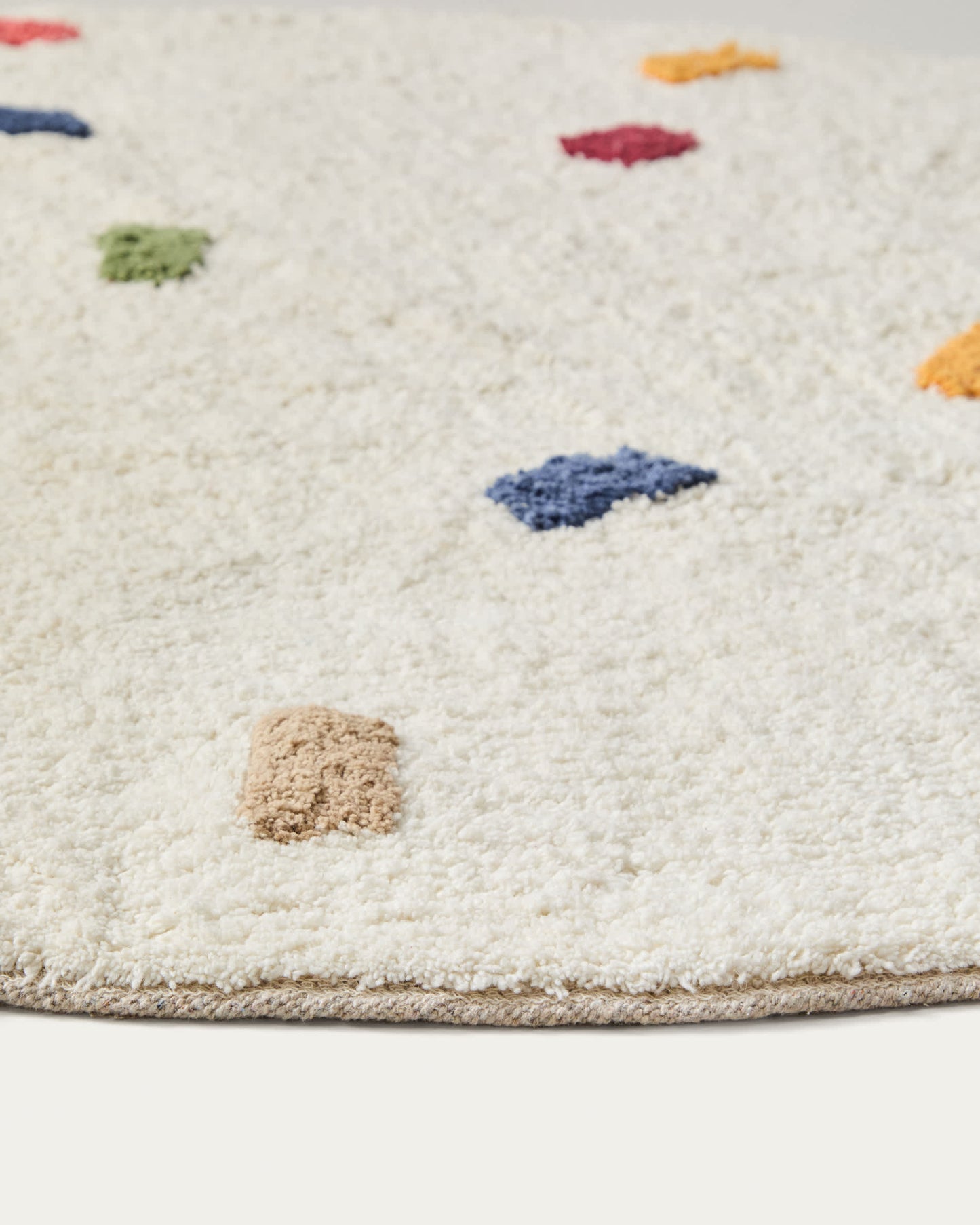 Tappeto rotondo Epifania 100% cotone bianco con pois multicolore Ø 100 cm
