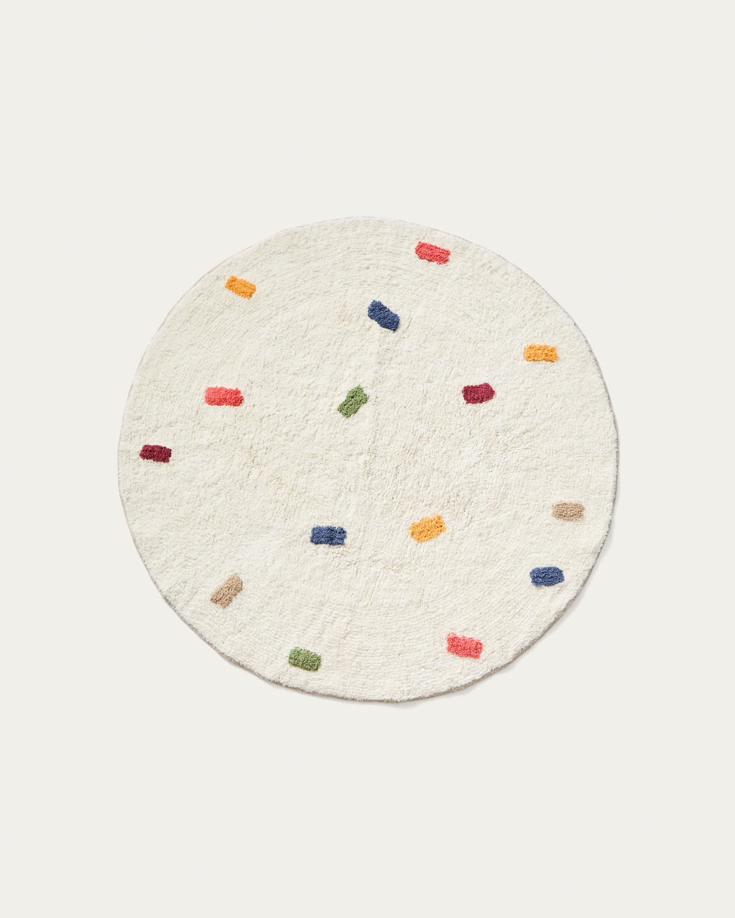 Tappeto rotondo Epifania 100% cotone bianco con pois multicolore Ø 100 cm