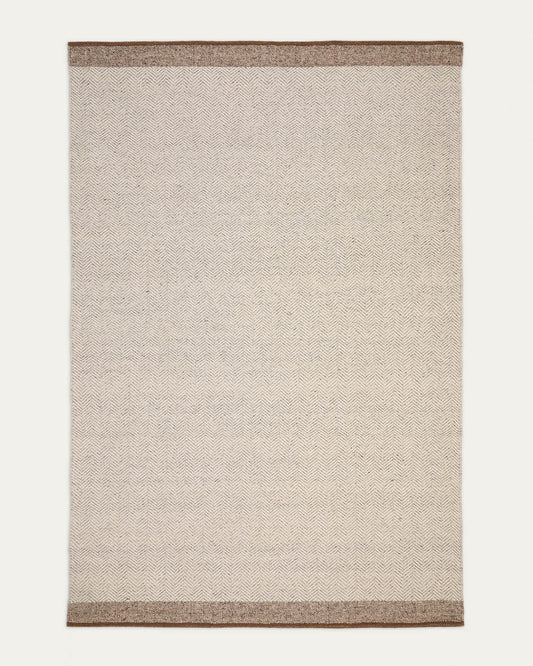 Tappeto Nifelia jacquard in lana beige 200 x 300 cm