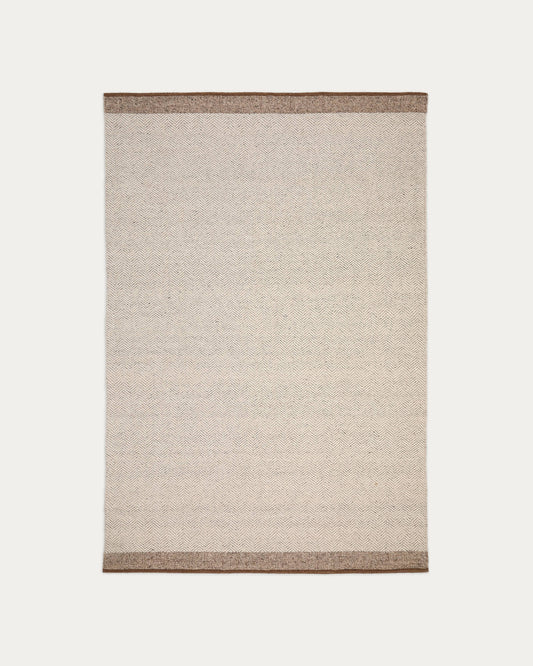 Tappeto Nifelia jacquard in lana beige 160 x 230 cm