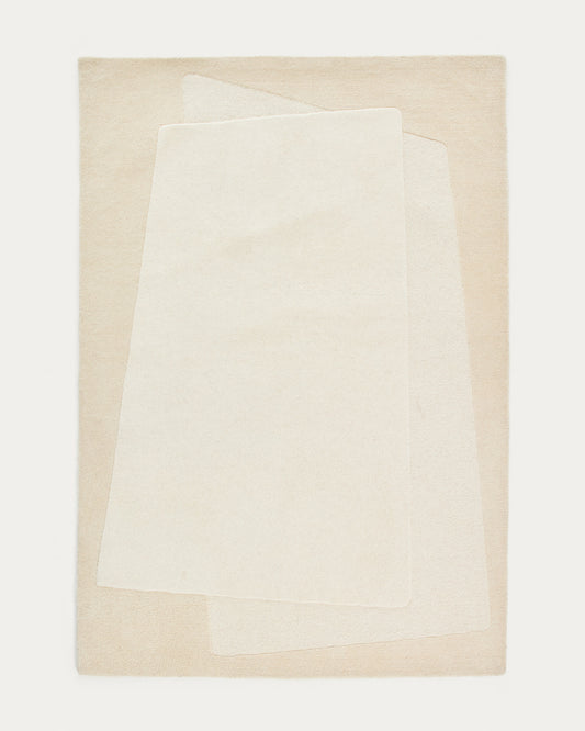Tappeto Dennie in lana con motivo beige 200 x 300 cm